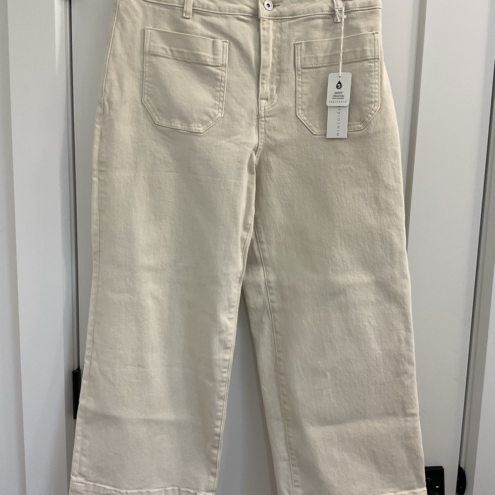Sanctuary Cream Wide Leg Marine Crop Jeans
